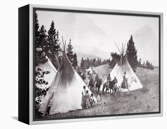 Native American Teepee Camp, Montana, C.1900 (B/W Photo)-American Photographer-Framed Premier Image Canvas