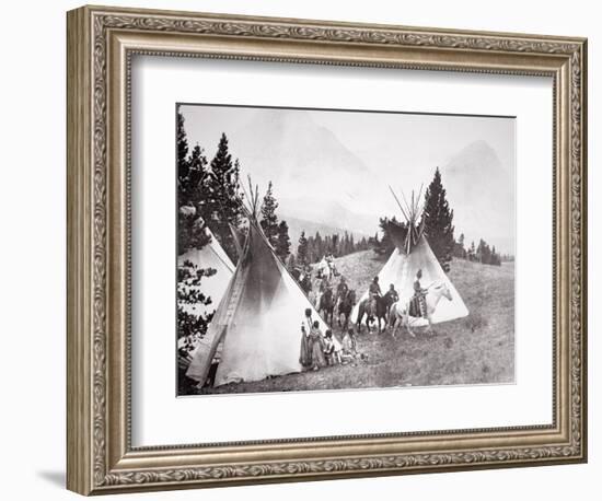 Native American Teepee Camp, Montana, C.1900 (B/W Photo)-American Photographer-Framed Giclee Print