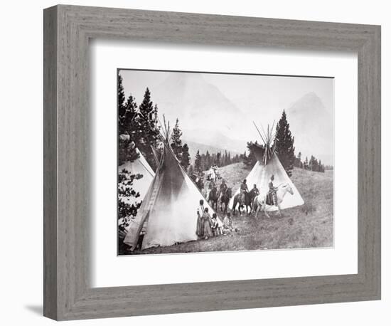 Native American Teepee Camp, Montana, C.1900 (B/W Photo)-American Photographer-Framed Giclee Print