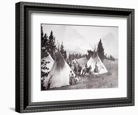 Native American Teepee Camp, Montana, C.1900 (B/W Photo)-American Photographer-Framed Giclee Print