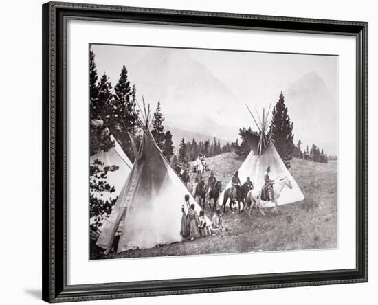 Native American Teepee Camp, Montana, C.1900 (B/W Photo)-American Photographer-Framed Giclee Print