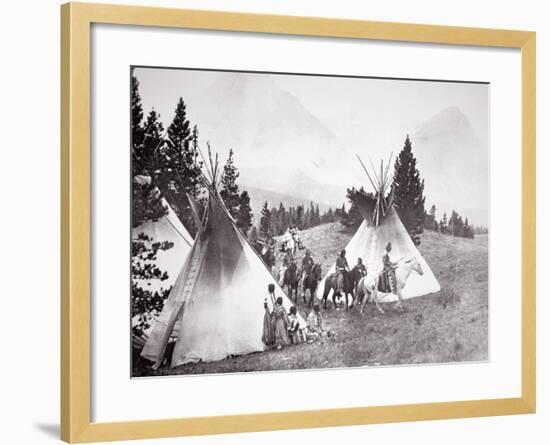 Native American Teepee Camp, Montana, C.1900 (B/W Photo)-American Photographer-Framed Giclee Print