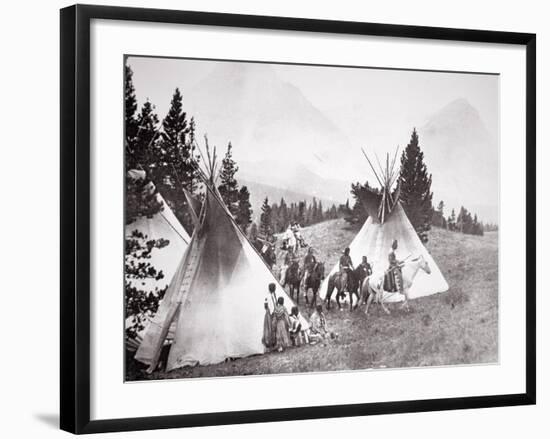 Native American Teepee Camp, Montana, C.1900 (B/W Photo)-American Photographer-Framed Giclee Print