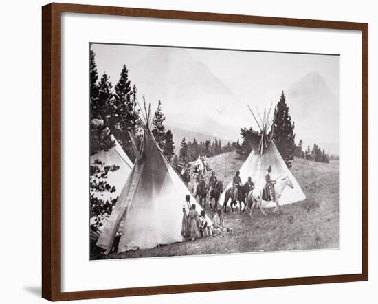 Native American Teepee Camp, Montana, C.1900 (B/W Photo)-American Photographer-Framed Giclee Print