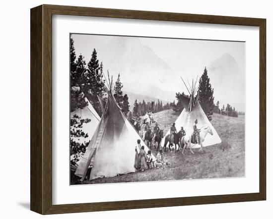 Native American Teepee Camp, Montana, C.1900 (B/W Photo)-American Photographer-Framed Giclee Print