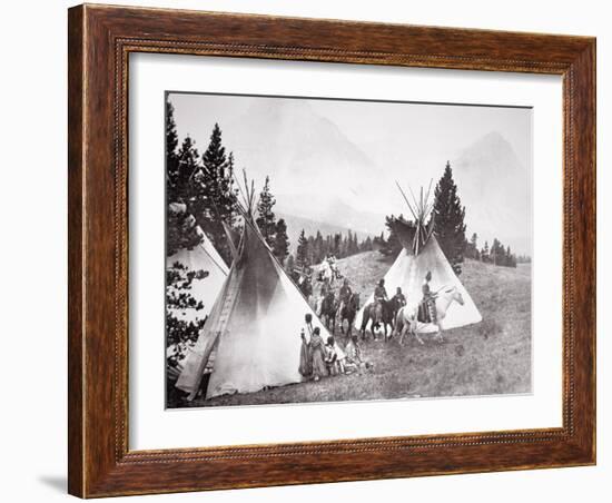 Native American Teepee Camp, Montana, C.1900 (B/W Photo)-American Photographer-Framed Giclee Print