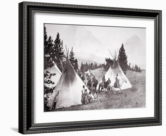 Native American Teepee Camp, Montana, C.1900 (B/W Photo)-American Photographer-Framed Giclee Print