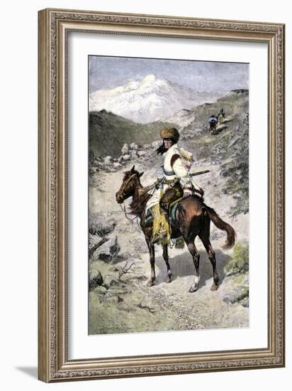 Native American Trapper in the Rocky Mountains of the Northwest-null-Framed Giclee Print