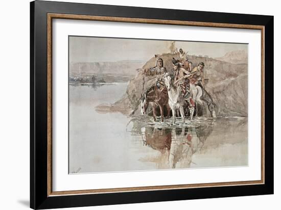 Native American War Party-Charles Marion Russell-Framed Giclee Print