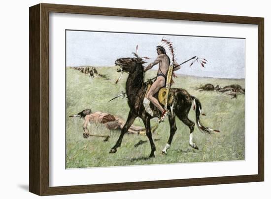 Native American Warrior Counting Coup, Northern Great Plains-null-Framed Giclee Print