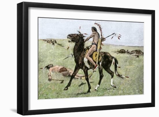 Native American Warrior Counting Coup, Northern Great Plains-null-Framed Giclee Print