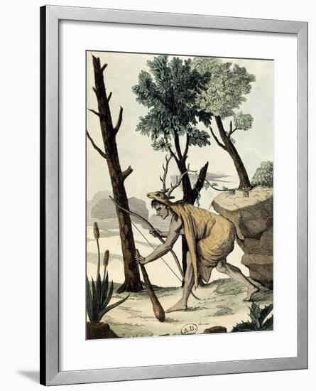 Native American Warrior Covered with Animal Hides-null-Framed Giclee Print