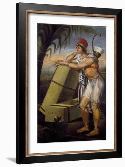 Native American with Bow and Arrow, Tobacco Merchant Sign, United States, 19th Century-null-Framed Premium Giclee Print