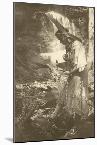 Native American Woman with Camera-null-Mounted Art Print