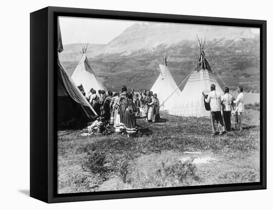 Native Americans Dance amongst Teepees-Philip Gendreau-Framed Premier Image Canvas