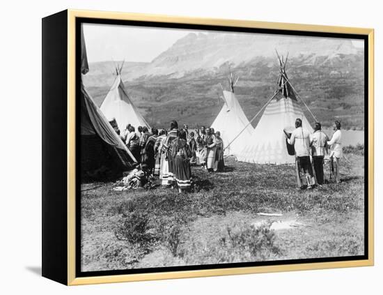 Native Americans Dance amongst Teepees-Philip Gendreau-Framed Premier Image Canvas