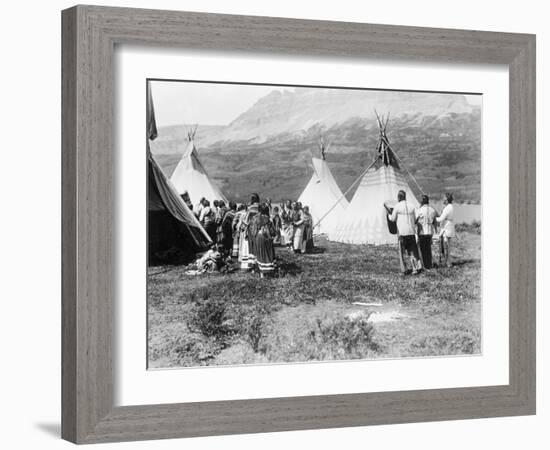Native Americans Dance amongst Teepees-Philip Gendreau-Framed Photographic Print