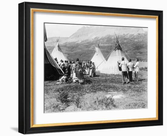 Native Americans Dance amongst Teepees-Philip Gendreau-Framed Photographic Print