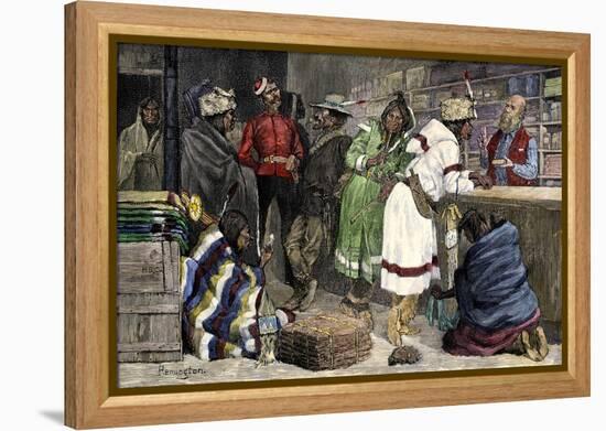 Native Americans Exchanging Furs for Goods at a Hudson Bay Company Post-null-Framed Premier Image Canvas