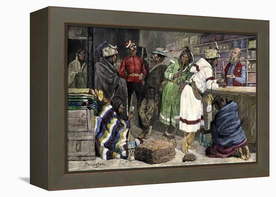 Native Americans Exchanging Furs for Goods at a Hudson Bay Company Post-null-Framed Premier Image Canvas