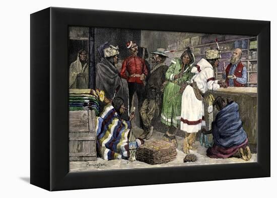 Native Americans Exchanging Furs for Goods at a Hudson Bay Company Post-null-Framed Premier Image Canvas