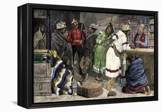 Native Americans Exchanging Furs for Goods at a Hudson Bay Company Post-null-Framed Premier Image Canvas