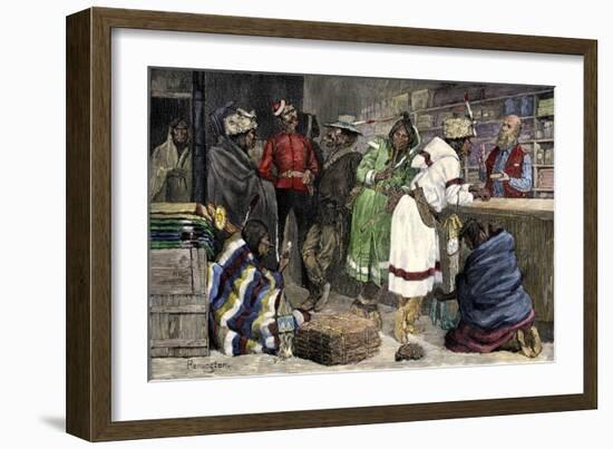 Native Americans Exchanging Furs for Goods at a Hudson Bay Company Post-null-Framed Giclee Print