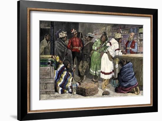 Native Americans Exchanging Furs for Goods at a Hudson Bay Company Post-null-Framed Giclee Print