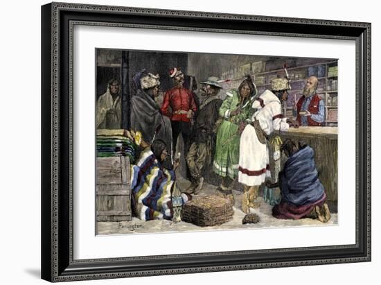 Native Americans Exchanging Furs for Goods at a Hudson Bay Company Post-null-Framed Giclee Print