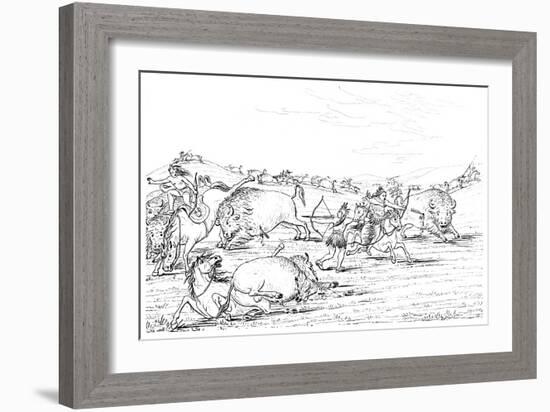 Native Americans Hunting Buffalo, 1841-Myers and Co-Framed Giclee Print