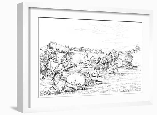 Native Americans Hunting Buffalo, 1841-Myers and Co-Framed Giclee Print