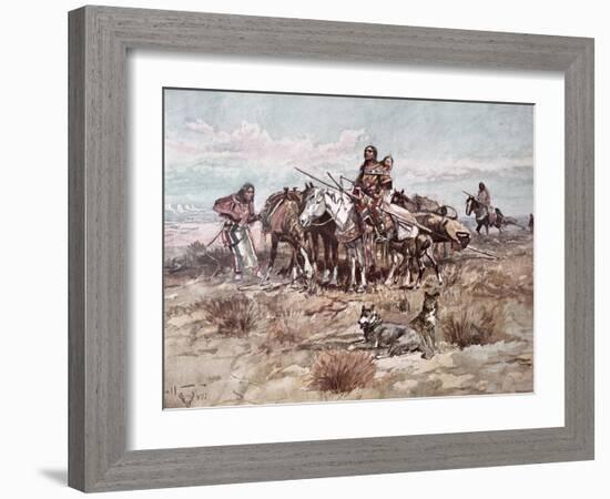 Native Americans Plains People Moving Camp, 1897-Charles Marion Russell-Framed Giclee Print