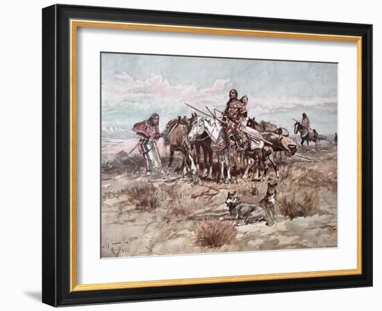 Native Americans Plains People Moving Camp, 1897-Charles Marion Russell-Framed Giclee Print