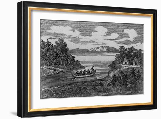 Native Americans Rowing a Conoe with White Prisoners-null-Framed Giclee Print