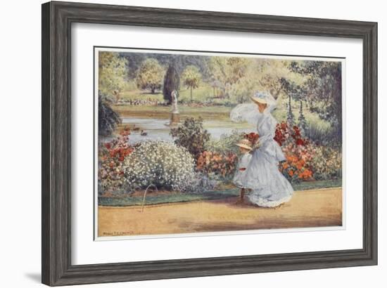 Native Australian and Her Daughter Stroll Among Indigenous Australian Flora in the Botanical Garden-Percy F.s. Spence-Framed Art Print