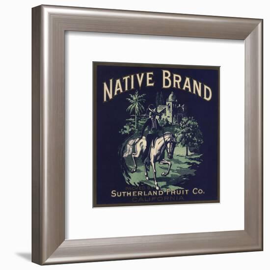 Native Brand - California - Citrus Crate Label-Lantern Press-Framed Art Print