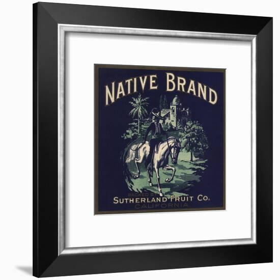 Native Brand - California - Citrus Crate Label-Lantern Press-Framed Art Print