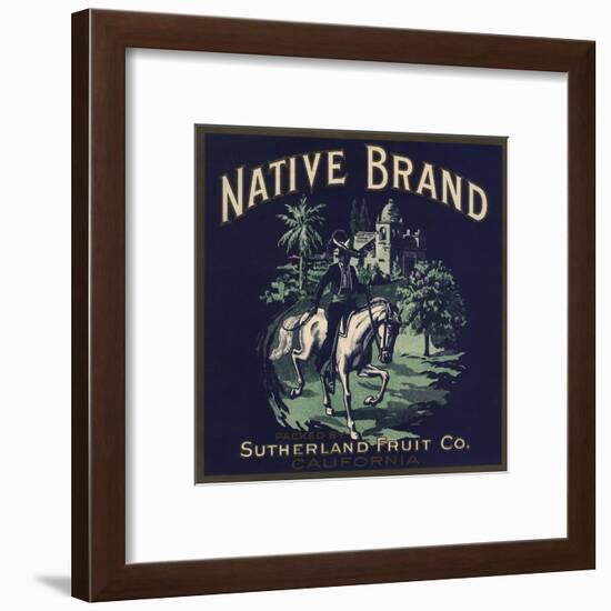 Native Brand - California - Citrus Crate Label-Lantern Press-Framed Art Print