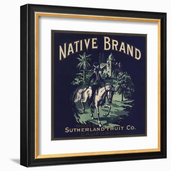 Native Brand - California - Citrus Crate Label-Lantern Press-Framed Art Print