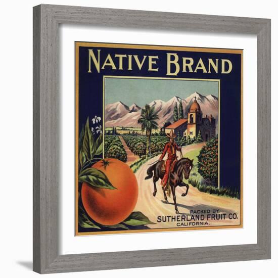 Native Brand - California - Citrus Crate Label-Lantern Press-Framed Art Print