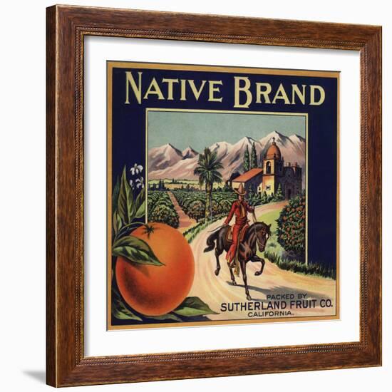 Native Brand - California - Citrus Crate Label-Lantern Press-Framed Art Print