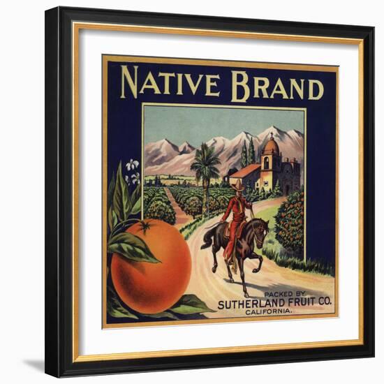 Native Brand - California - Citrus Crate Label-Lantern Press-Framed Art Print