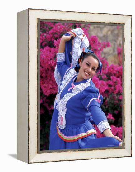 Native Dancer in Colored Dress with Flowers, Mexico-Bill Bachmann-Framed Premier Image Canvas