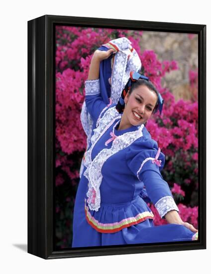 Native Dancer in Colored Dress with Flowers, Mexico-Bill Bachmann-Framed Premier Image Canvas