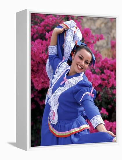 Native Dancer in Colored Dress with Flowers, Mexico-Bill Bachmann-Framed Premier Image Canvas