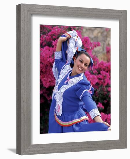 Native Dancer in Colored Dress with Flowers, Mexico-Bill Bachmann-Framed Photographic Print