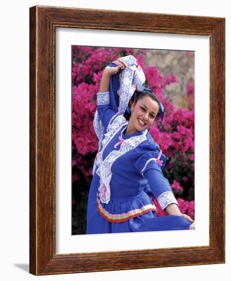 Native Dancer in Colored Dress with Flowers, Mexico-Bill Bachmann-Framed Photographic Print