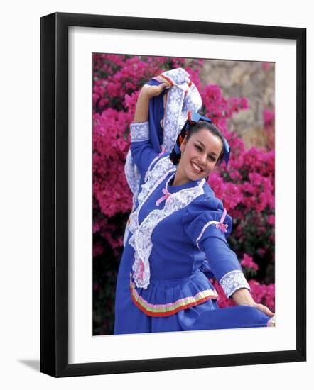 Native Dancer in Colored Dress with Flowers, Mexico-Bill Bachmann-Framed Photographic Print