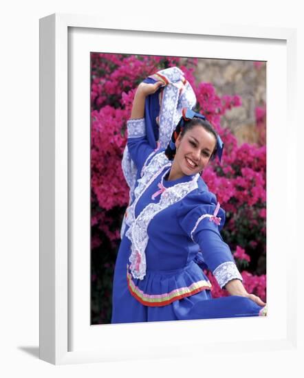 Native Dancer in Colored Dress with Flowers, Mexico-Bill Bachmann-Framed Photographic Print