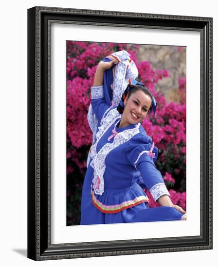 Native Dancer in Colored Dress with Flowers, Mexico-Bill Bachmann-Framed Photographic Print